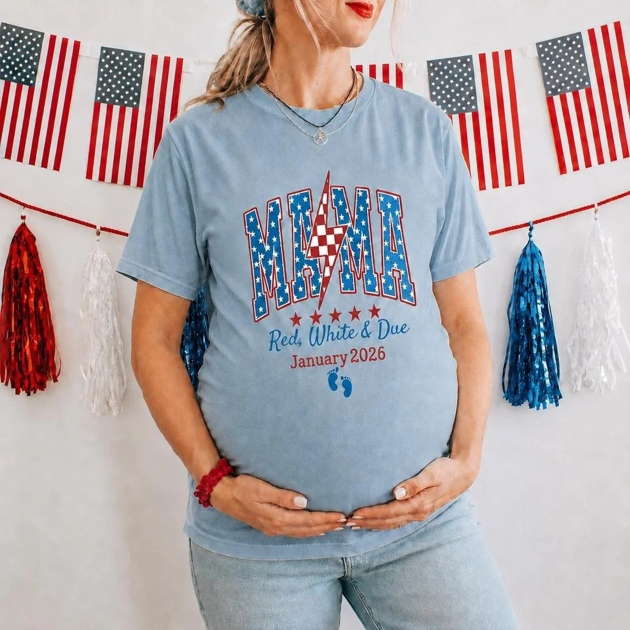 American Mama 4th of July Pregnancy Announcement T-Shirt / Sweatshirt / Hoodie