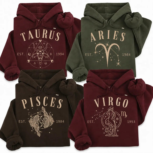 Custom Zodiac EST Year Shirt Vintage Celestial Mythology Illustration Graphic T-Shirt / Sweatshirt / Hoodie