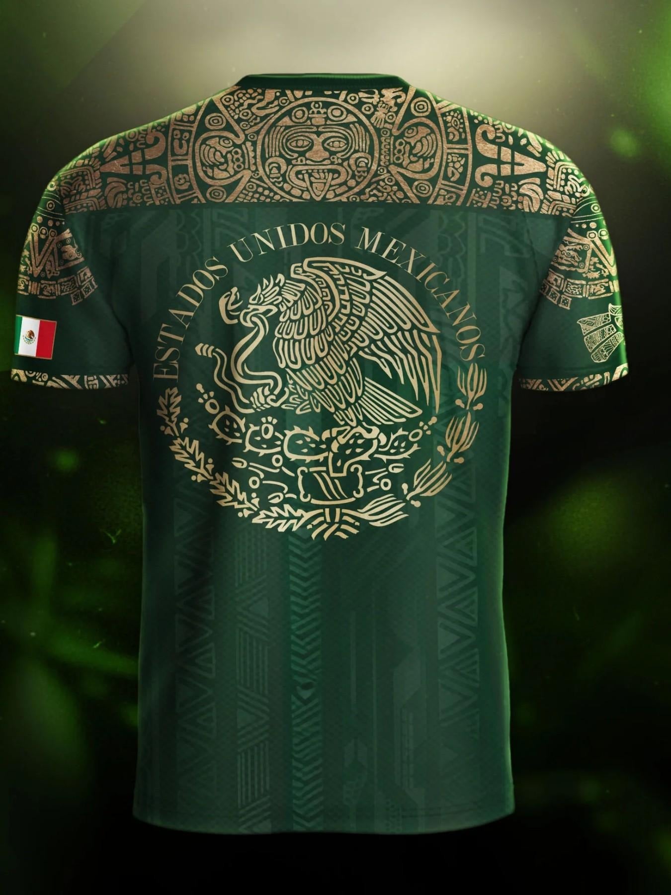 Mexico Aztec Eagle Heritage Soccer Jersey -  Animal and Tribal Design Football Jersey