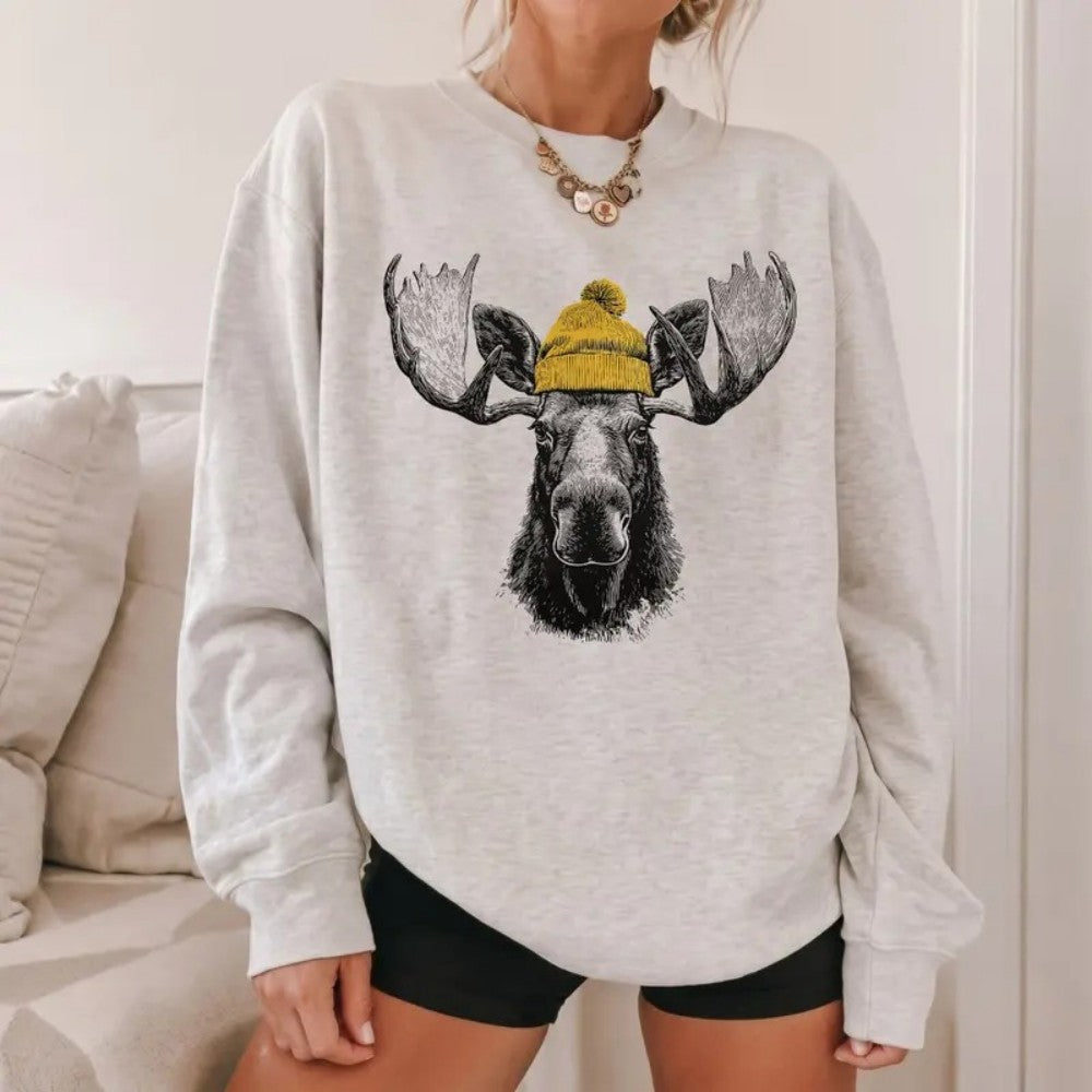 Bull Moose Wearing Beanie T-Shirt / Sweatshirt / Hoodie