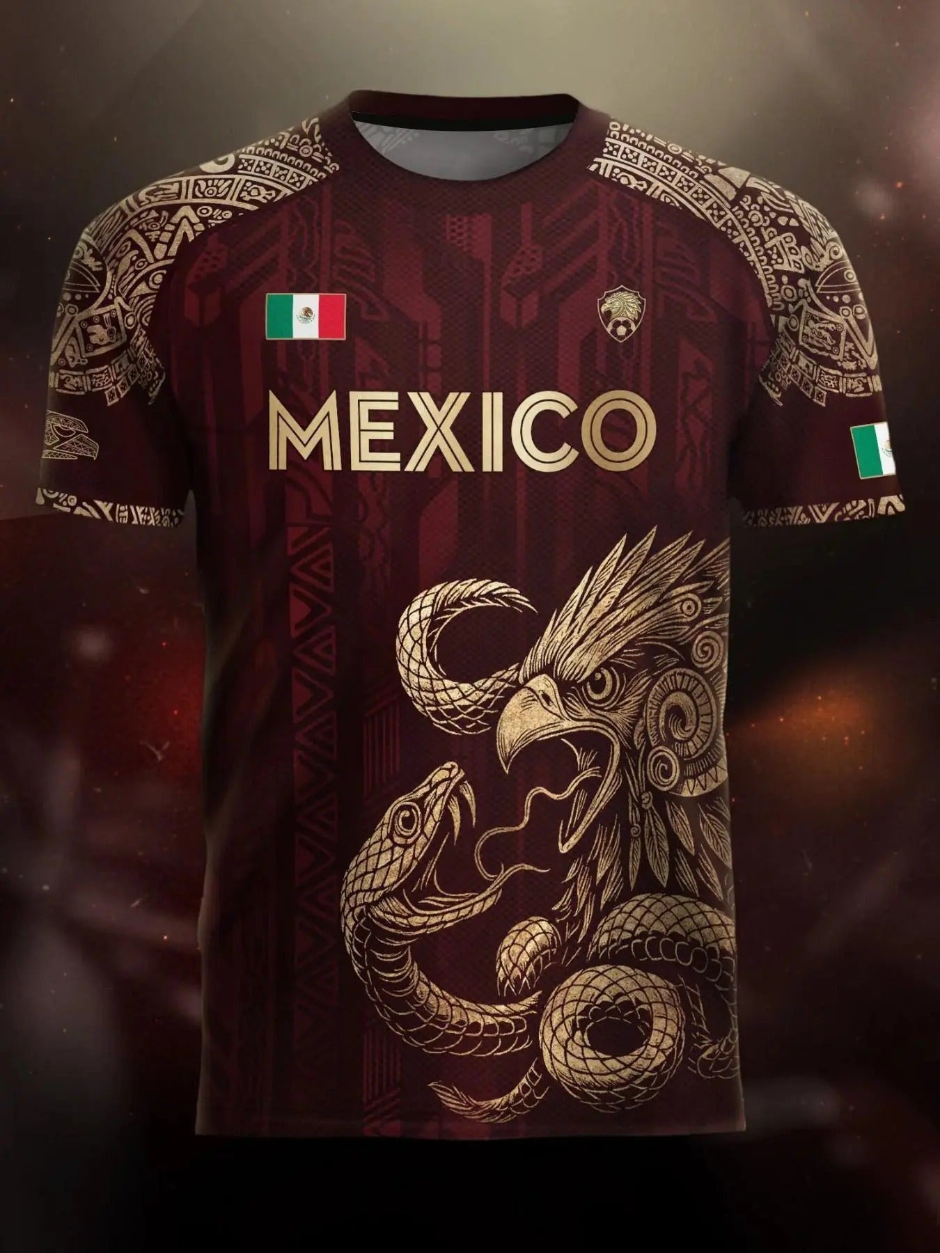 Mexico Aztec Eagle Heritage Soccer Jersey -  Animal and Tribal Design Football Jersey