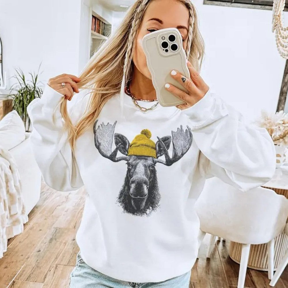 Bull Moose Wearing Beanie T-Shirt / Sweatshirt / Hoodie