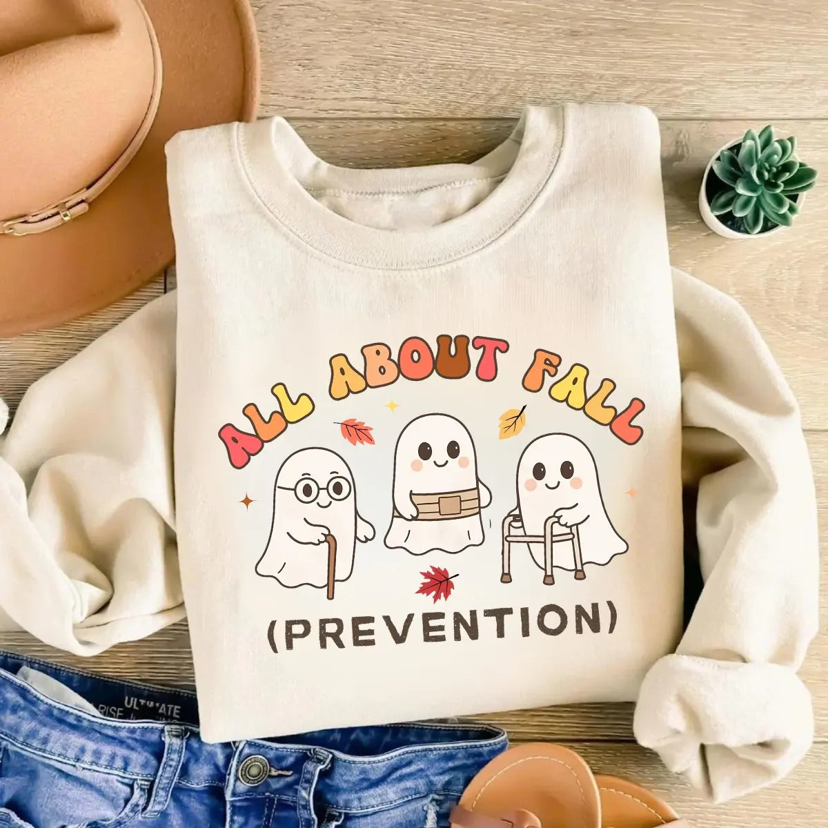 All About Fall Prevention Ghost Cute Halloween Nursing T-Shirt / Sweatshirt / Hoodie