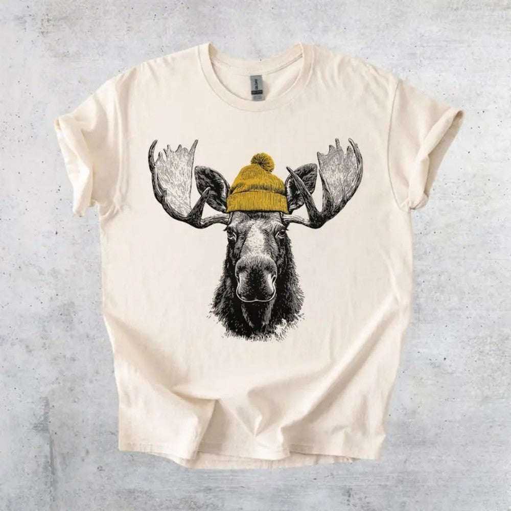 Bull Moose Wearing Beanie T-Shirt / Sweatshirt / Hoodie