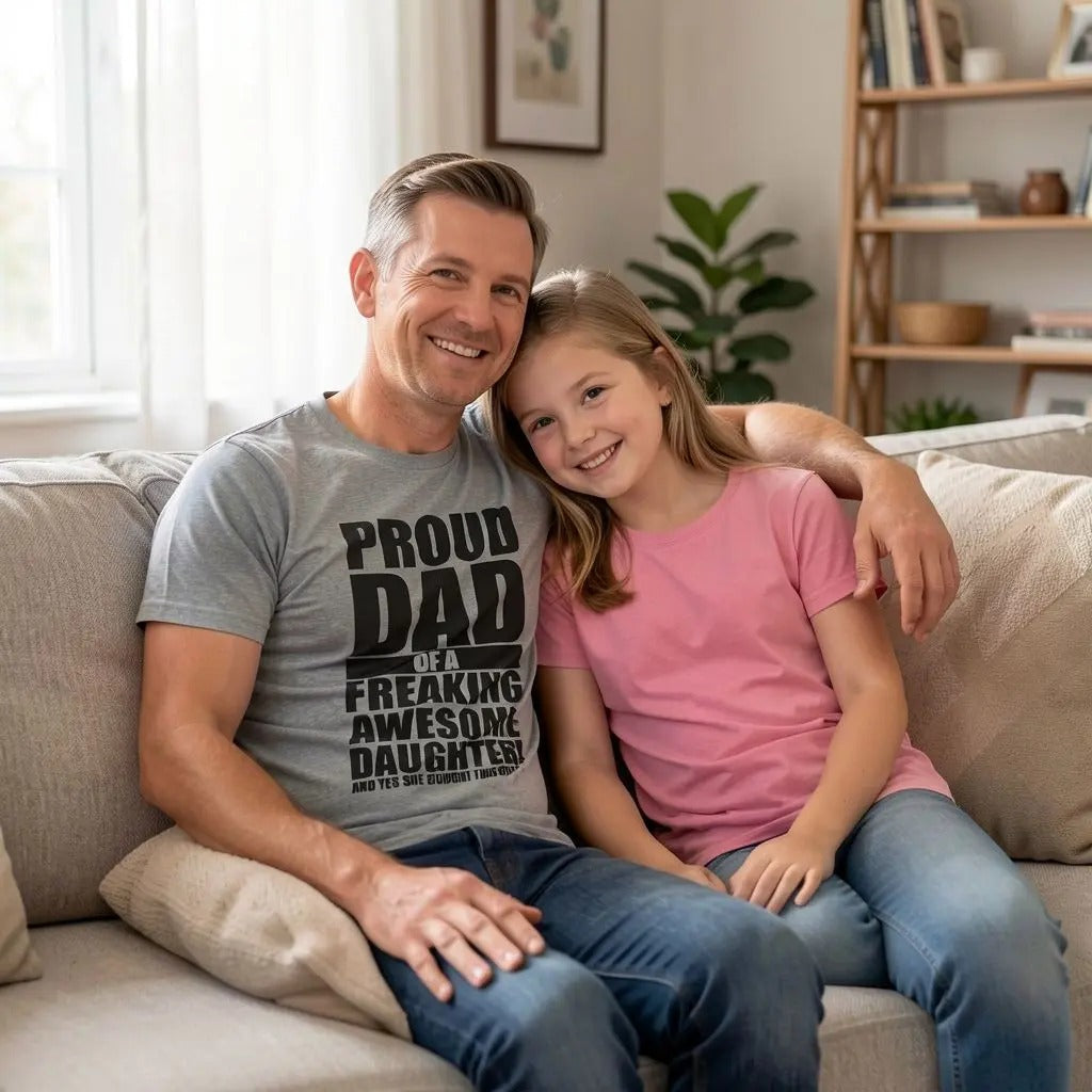 Mens Proud Dad Of A Freaking Awesome Daughter T-Shirt / Sweatshirt / Hoodie