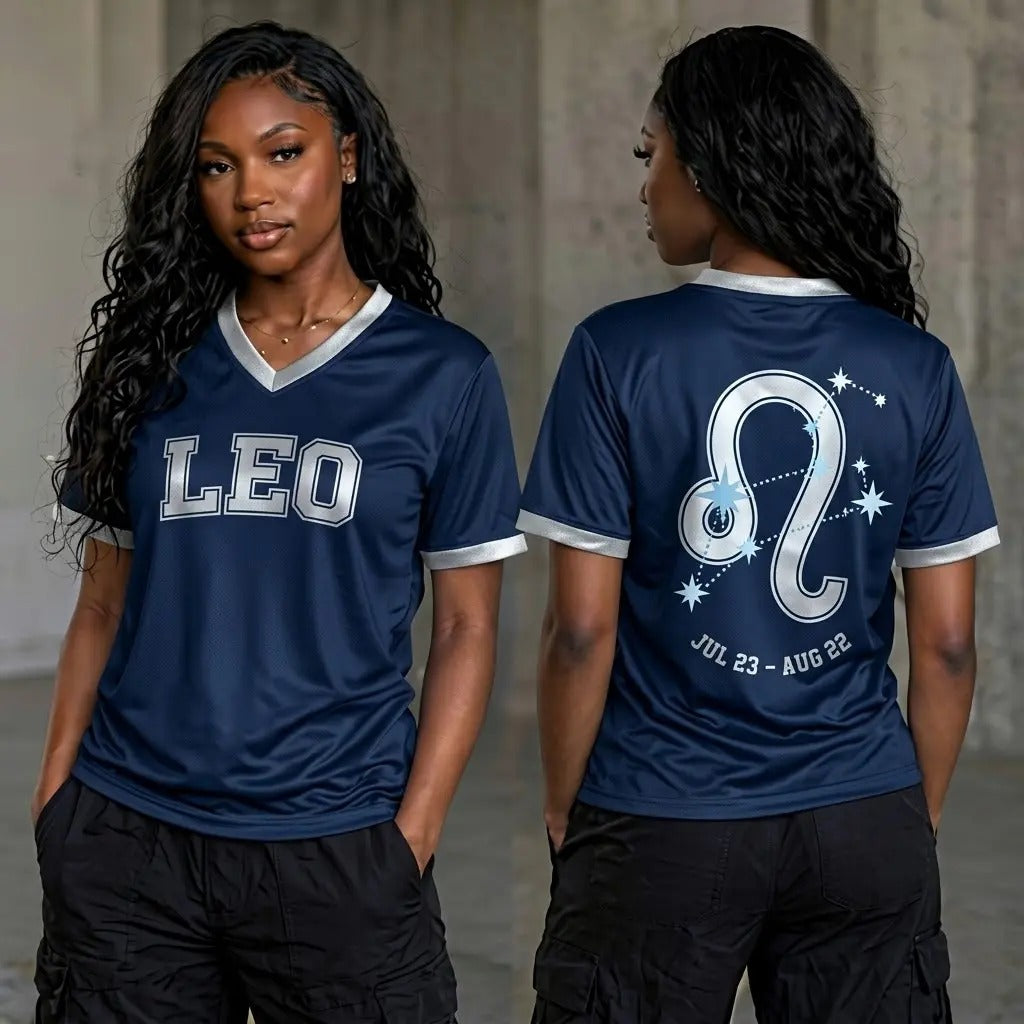 Navy Zodiac V-Neck Jersey - Front & Back Summer Design Sports Jersey
