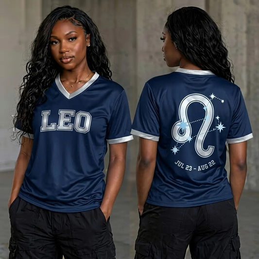 Navy Zodiac V-Neck Jersey - Front & Back Summer Design Sports Jersey