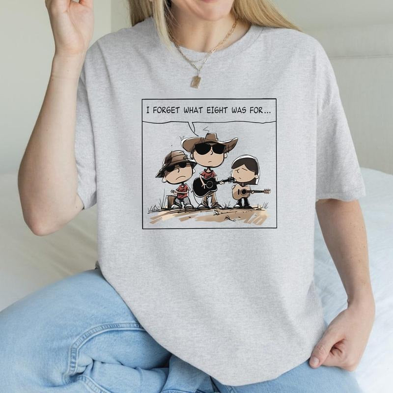 I Forget What Eight Was For Cowboy Band Funny Sunset Country Music Cartoon Graphic T-Shirt / Sweatshirt / Hoodie