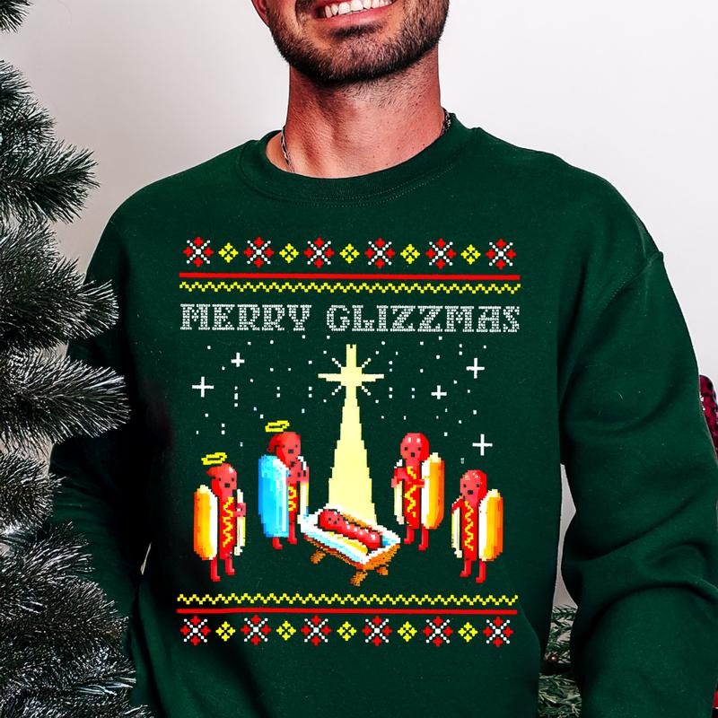 Merry Glizzmas Funny Ugly Christmas Glizzy Holiday Gift T-Shirt / Sweatshirt / Hoodie