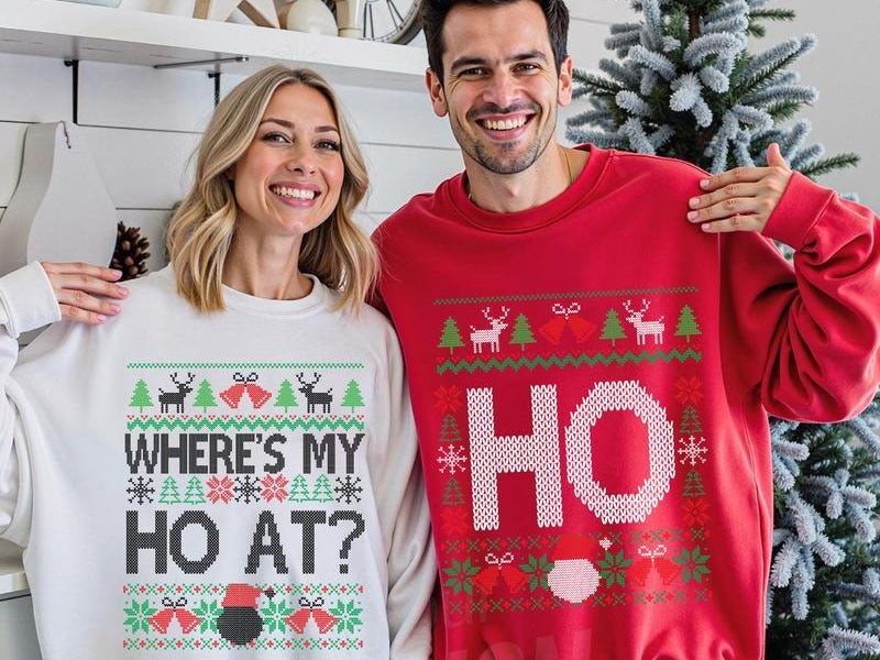 Funny Couples Christmas Where's My Ho At & Ho T-Shirt / Sweatshirt / Hoodie