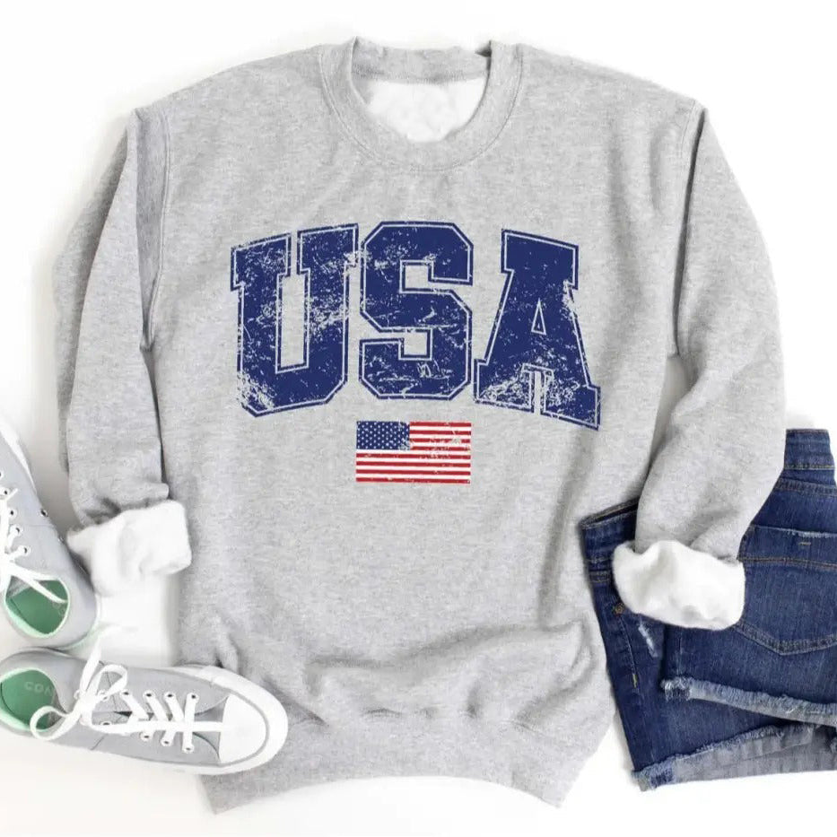 Vintage USA Flag 4th of July Aesthetic Patriotic T-Shirt / Sweatshirt / Hoodie