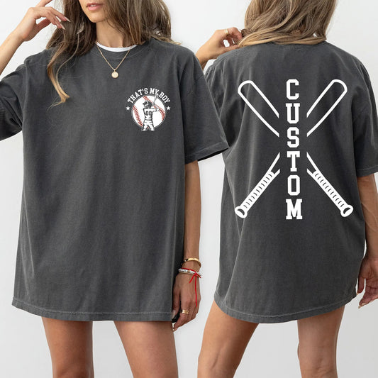 Custom That's My Boy Personalized Baseball Mom Game Day T-Shirt / Sweatshirt / Hoodie