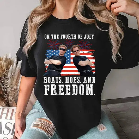 On The Fourth Of July Boats Hoes And Freedom T-Shirt / Sweatshirt / Hoodie