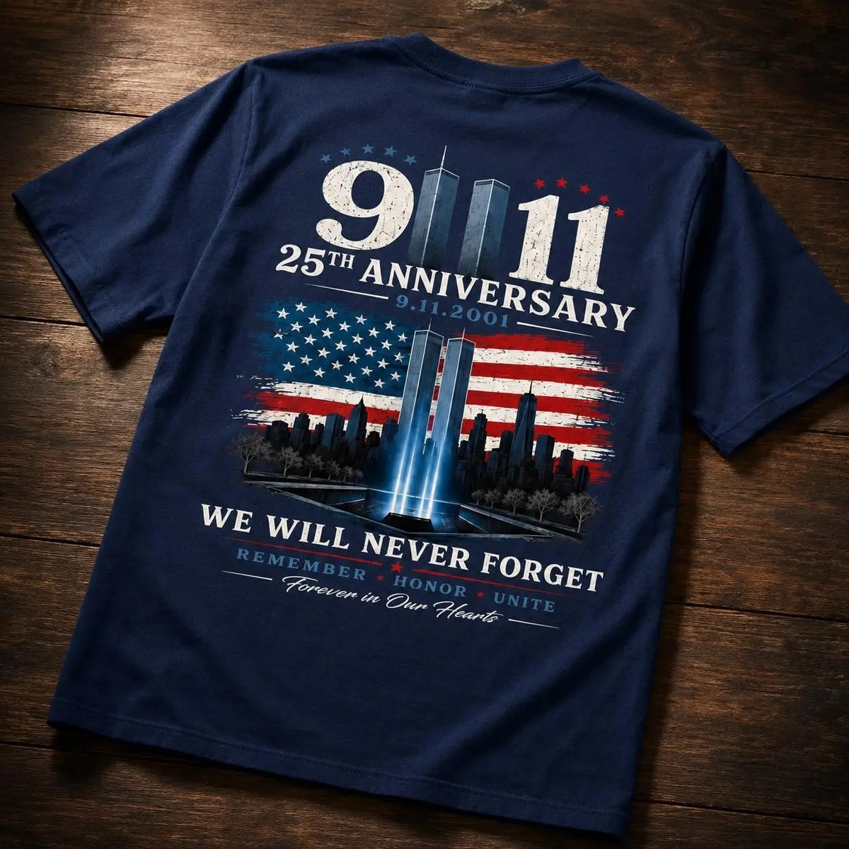 Patriotic Twin Towers And American Flag Two Sided Graphic T-Shirt / Sweatshirt / Hoodie