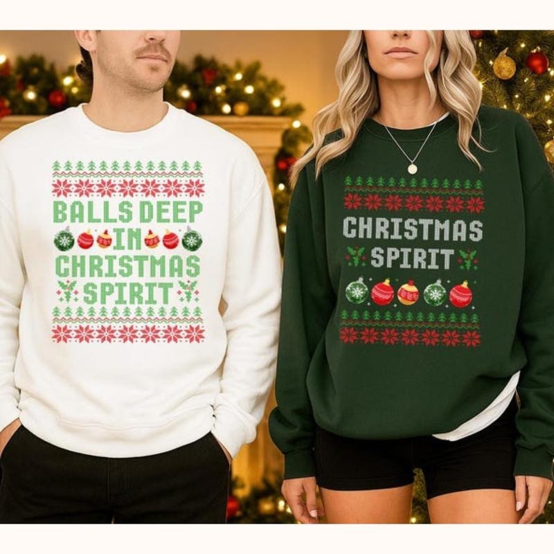 Funny Couples Christmas Spirit Matching Holiday Gift T-Shirt / Sweatshirt / Hoodie