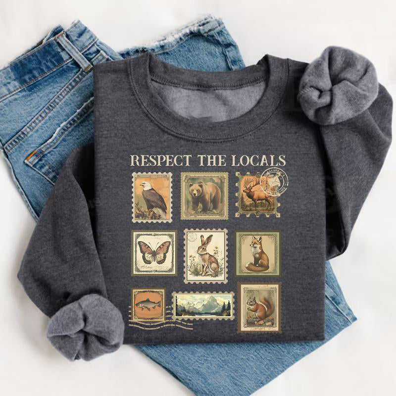 Respect The Locals Wildlife For Nature Lover Postal Stamp T-Shirt / Sweatshirt / Hoodie