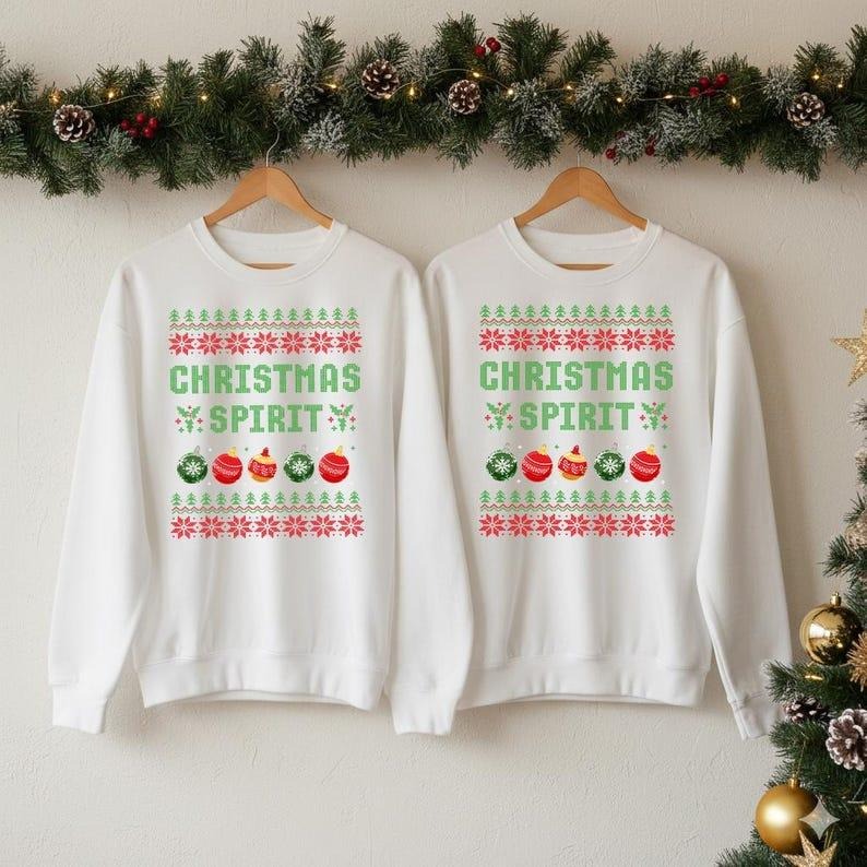 Funny Couples Christmas Spirit Matching Holiday Gift T-Shirt / Sweatshirt / Hoodie