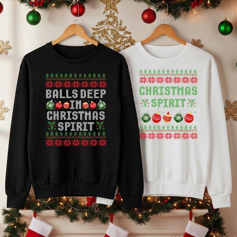 Funny Couples Christmas Spirit Matching Holiday Gift T-Shirt / Sweatshirt / Hoodie