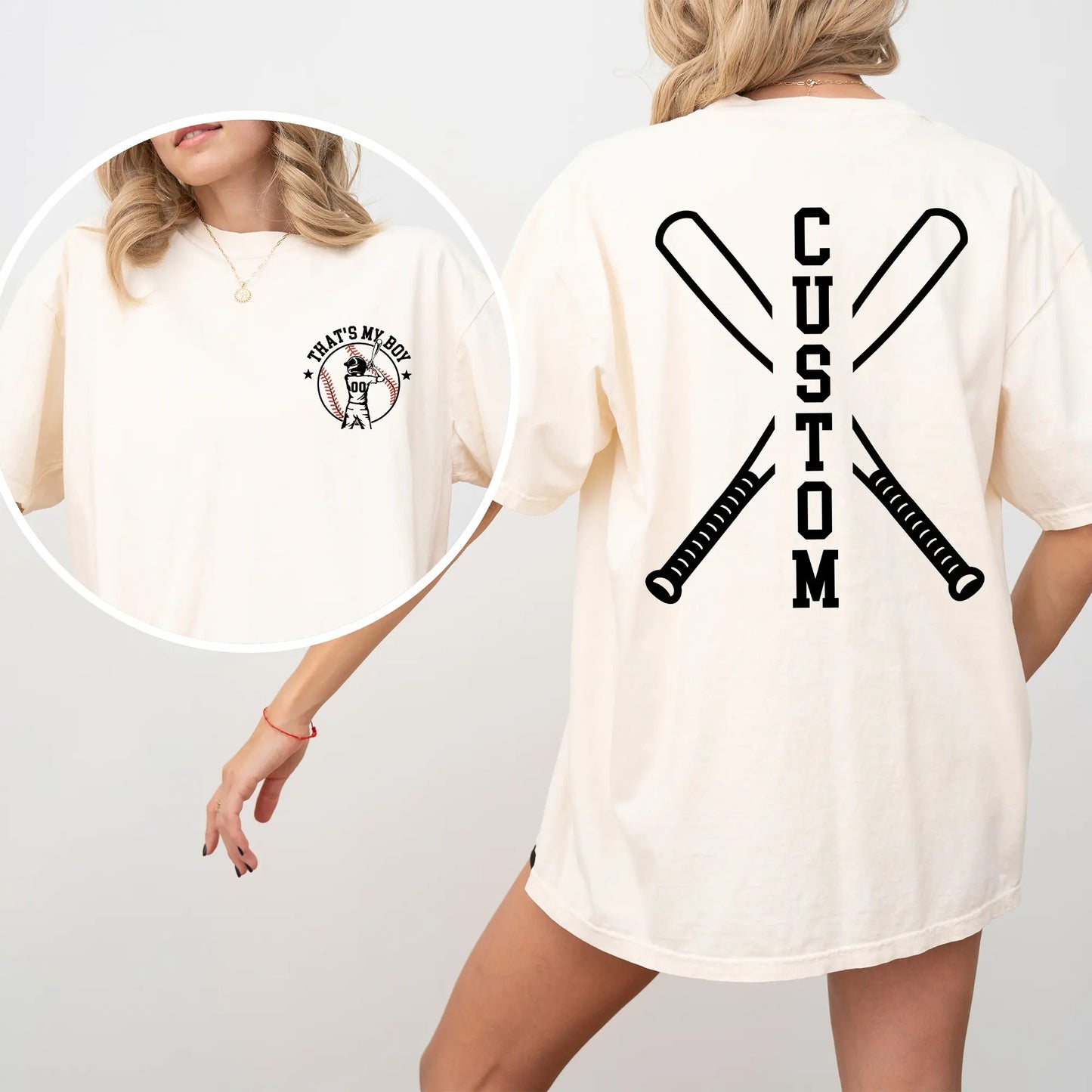 Custom That's My Boy Personalized Baseball Mom Game Day T-Shirt / Sweatshirt / Hoodie