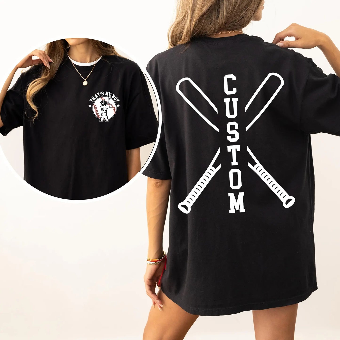 Custom That's My Boy Personalized Baseball Mom Game Day T-Shirt / Sweatshirt / Hoodie