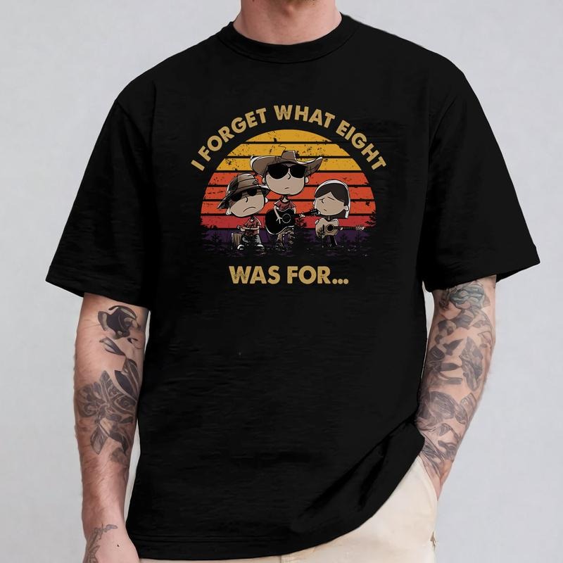 I Forget What Eight Was For Cowboy Band Funny Sunset Country Music Cartoon Graphic T-Shirt / Sweatshirt / Hoodie