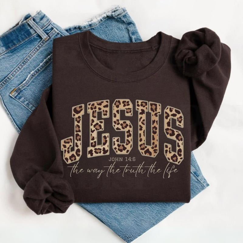 Jesus Loves You The Way The Truth The Life Cheetah Print Bible Verse T-Shirt / Sweatshirt / Hoodie