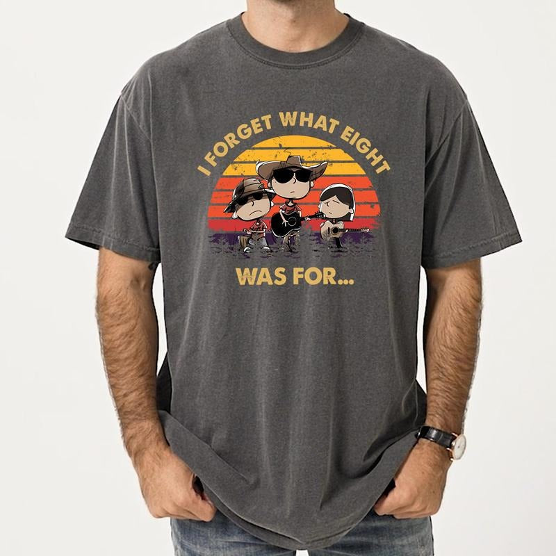 I Forget What Eight Was For Cowboy Band Funny Sunset Country Music Cartoon Graphic T-Shirt / Sweatshirt / Hoodie