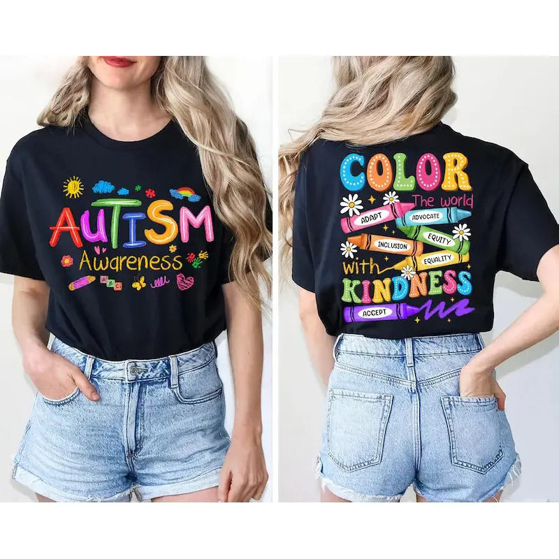 Autism Awareness Color The World With Kindness Teacher Mom Gift T-Shirt / Sweatshirt / Hoodie