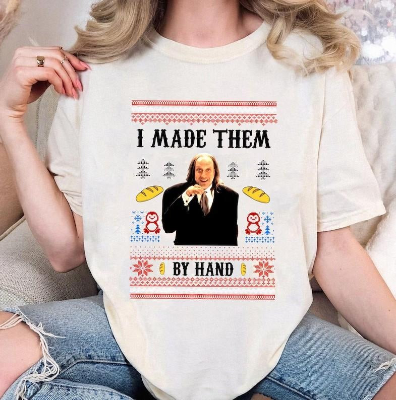Addams Family Uncle Fester “I Made Them By Hand” Funny Ugly Christmas T-Shirt / Sweatshirt / Hoodie
