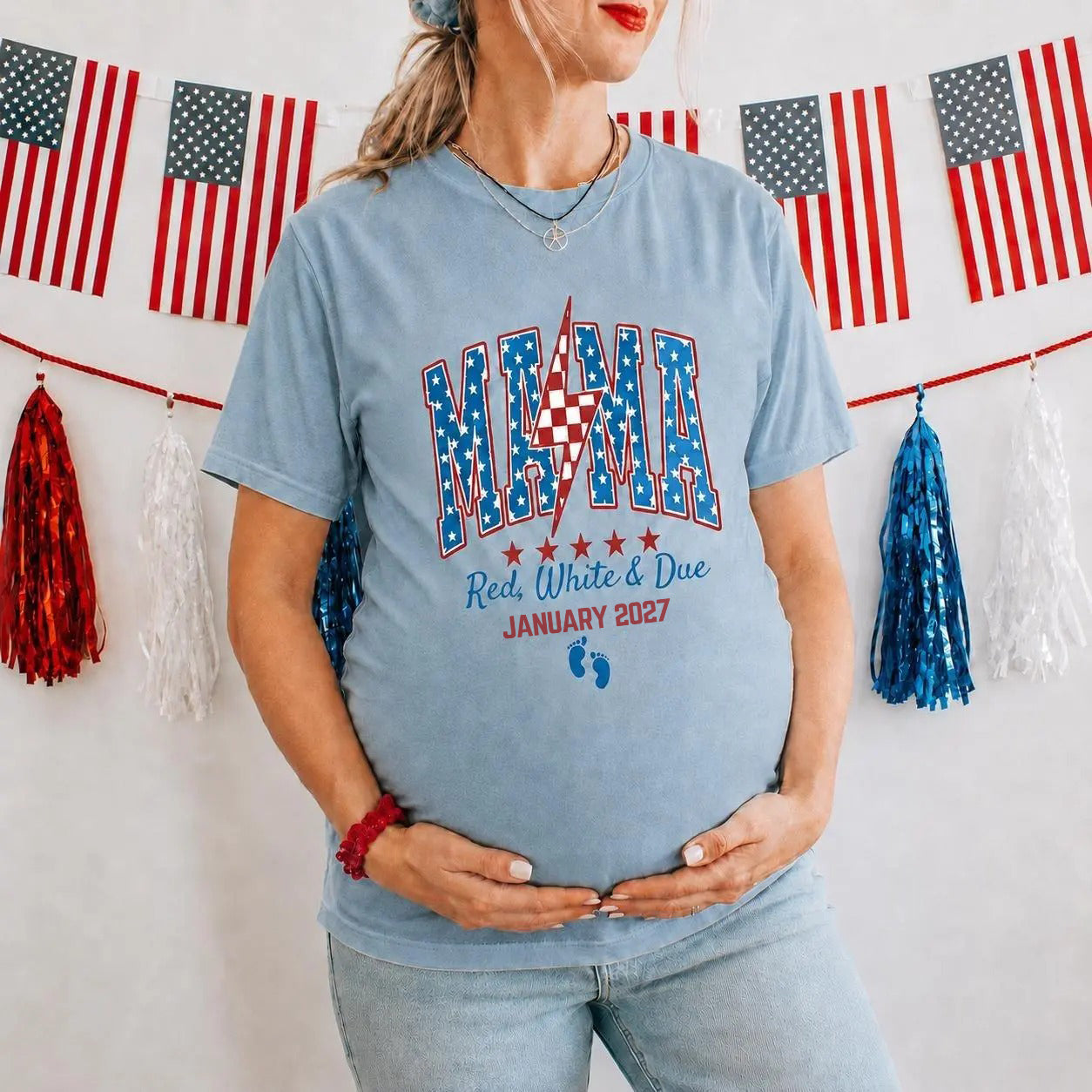 American Mama 4th of July Pregnancy Announcement T-Shirt / Sweatshirt / Hoodie