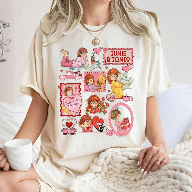 Junie B Jones Valentine Doodle Style Education Teacher Gifts First Grade T-Shirt / Sweatshirt / Hoodie