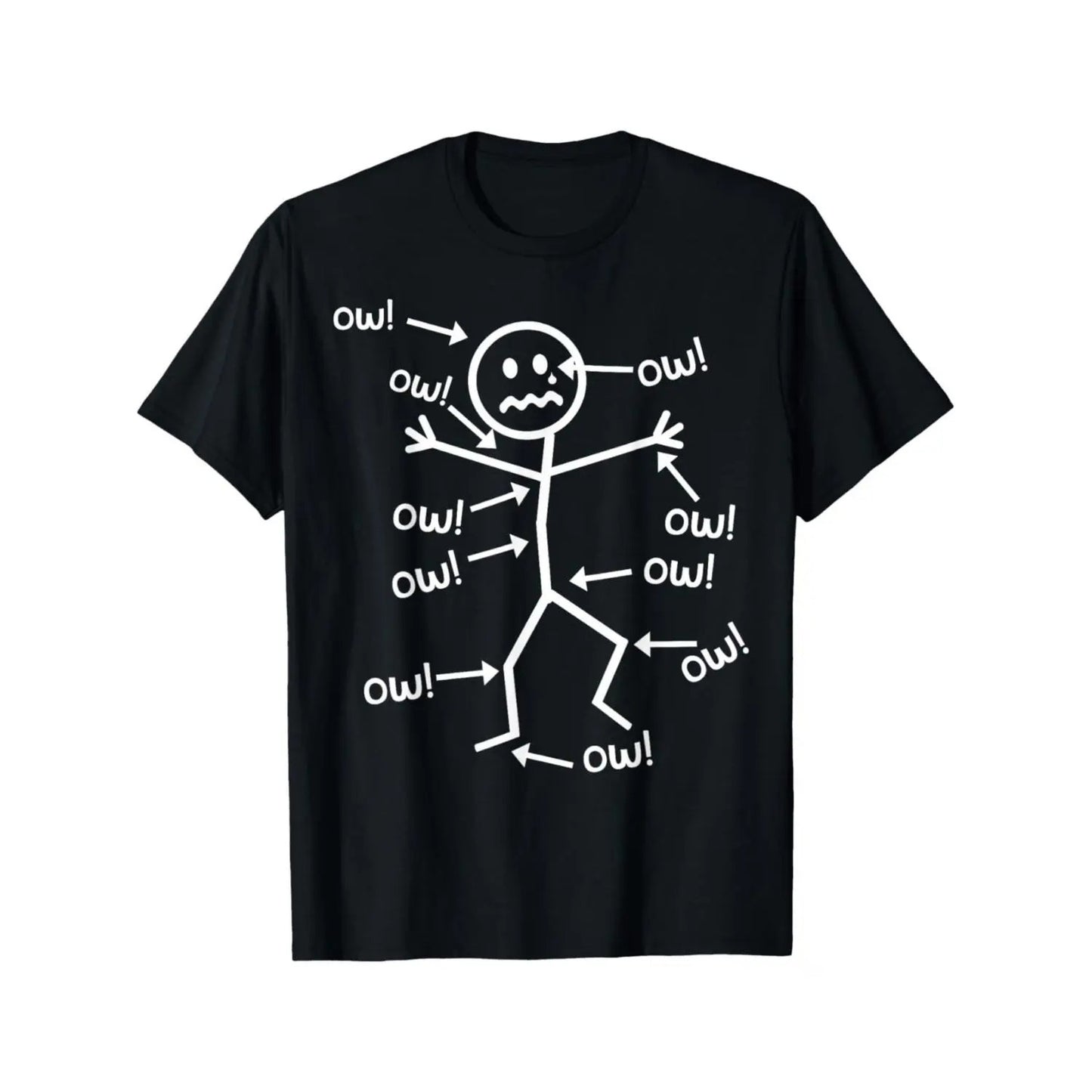Humorous Chronic Pain Awareness Ow Ow Ow Stick Figure Funny Graphic Casual T-Shirt/Sweatshirt/Hoodie