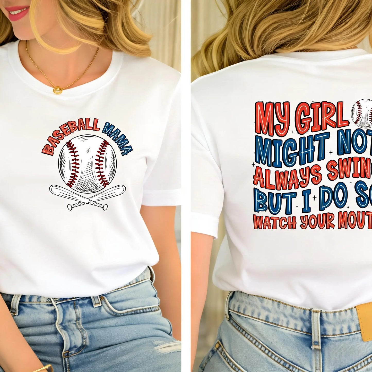 Baseball Mama My Boy Or My Girl Might Not Always Swing Funny Sayings Mom Gifts T-Shirt / Sweatshirt / Hoodie