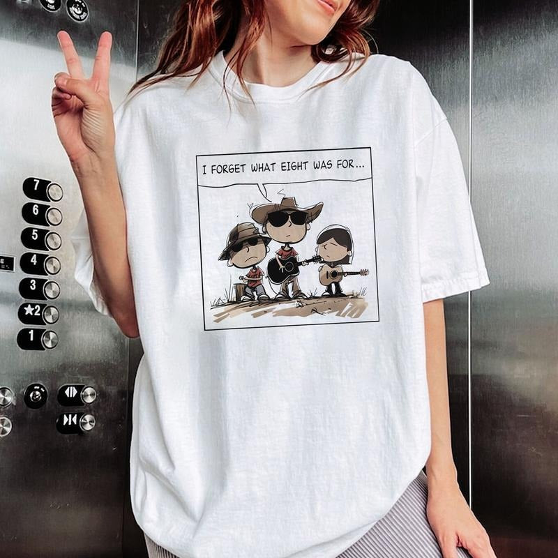 I Forget What Eight Was For Cowboy Band Funny Sunset Country Music Cartoon Graphic T-Shirt / Sweatshirt / Hoodie