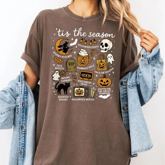 Tis The Season Halloween Cute Coquette Ghost Pumpkin  T-Shirt / Sweatshirt / Hoodie