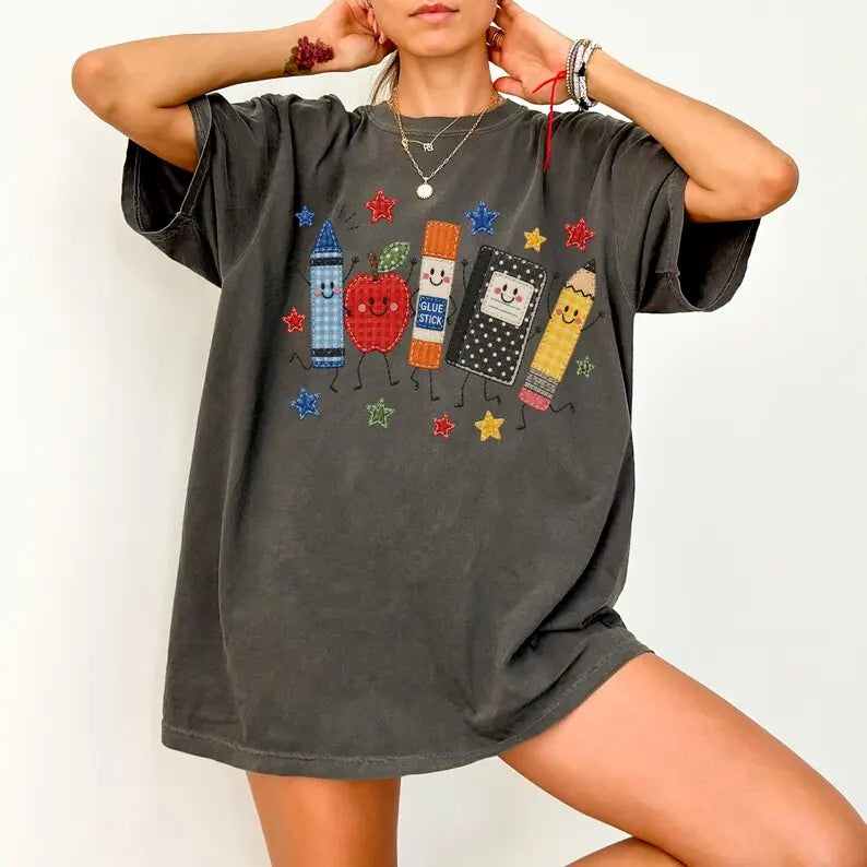 Printed Teacher Life School Supplies Graphic Back to School T-Shirt / Sweatshirt / Hoodie