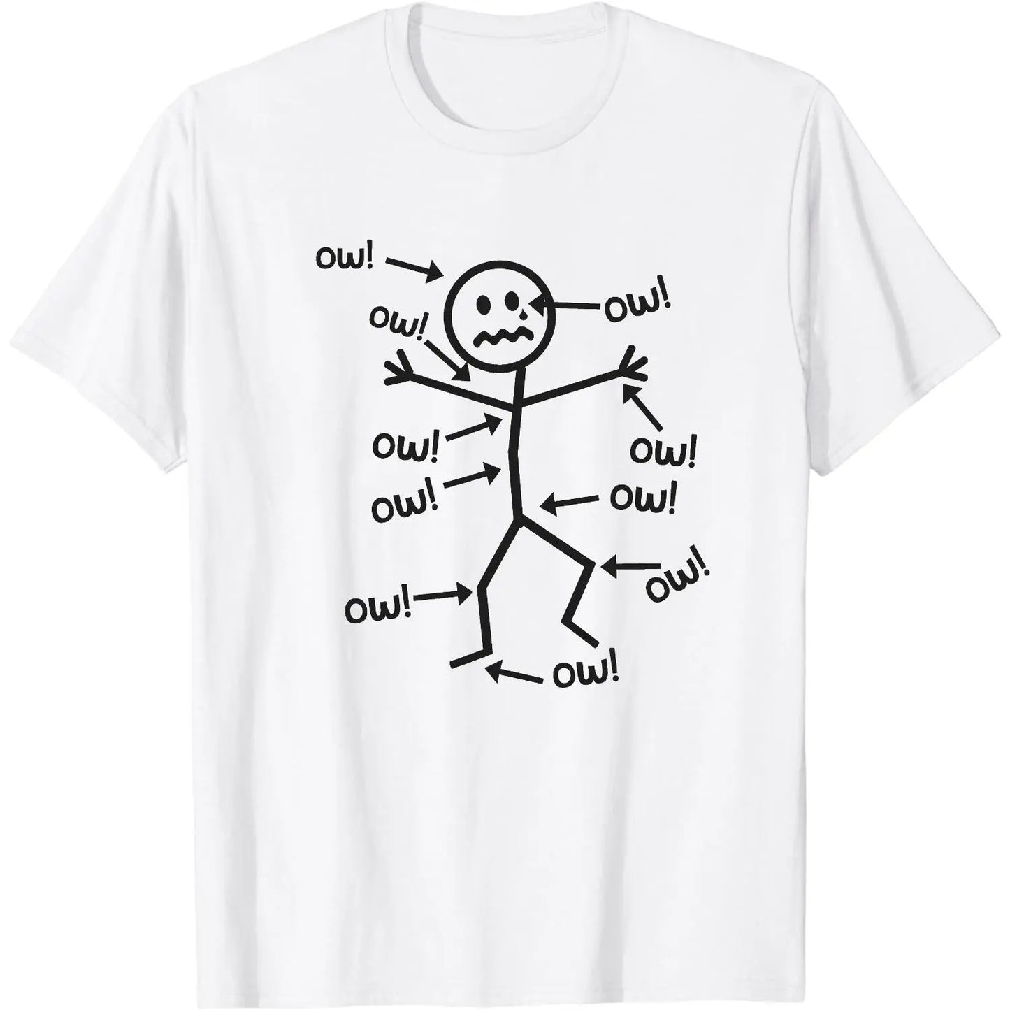 Humorous Chronic Pain Awareness Ow Ow Ow Stick Figure Funny Graphic Casual T-Shirt/Sweatshirt/Hoodie